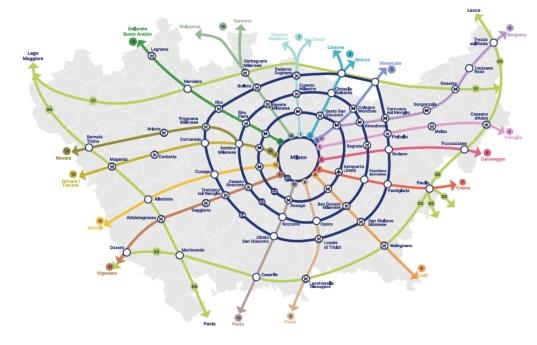 Карта велодорожек Милана к 2035 году