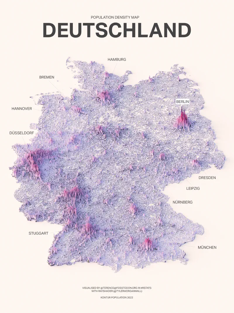арта плотности населения Германии