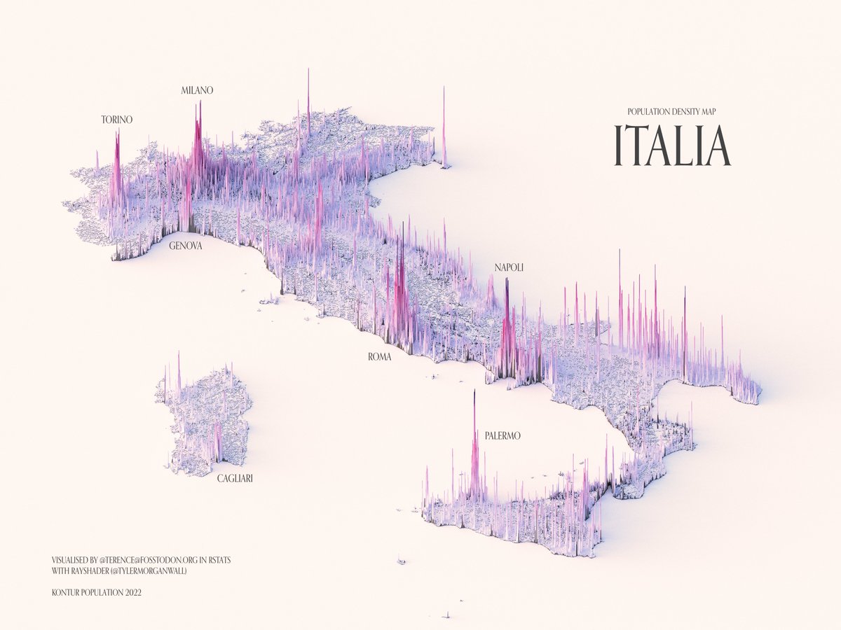 арта плотности населения Италии