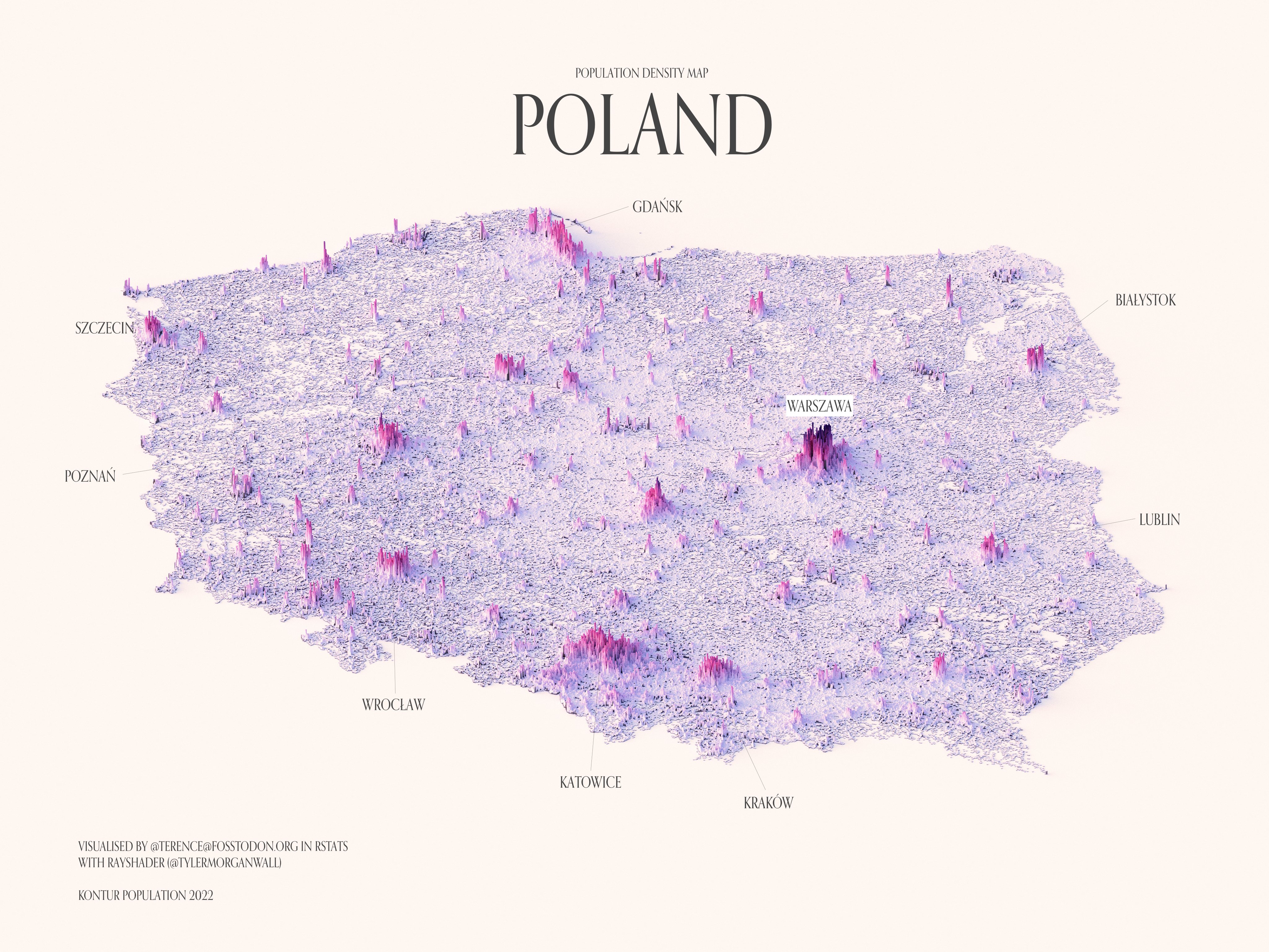 Карта плотности населения Польши