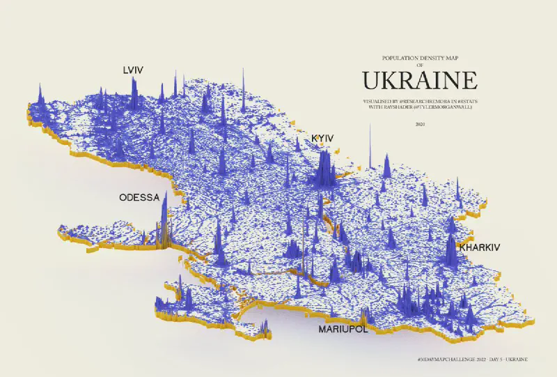 Карта плотности населения Украины